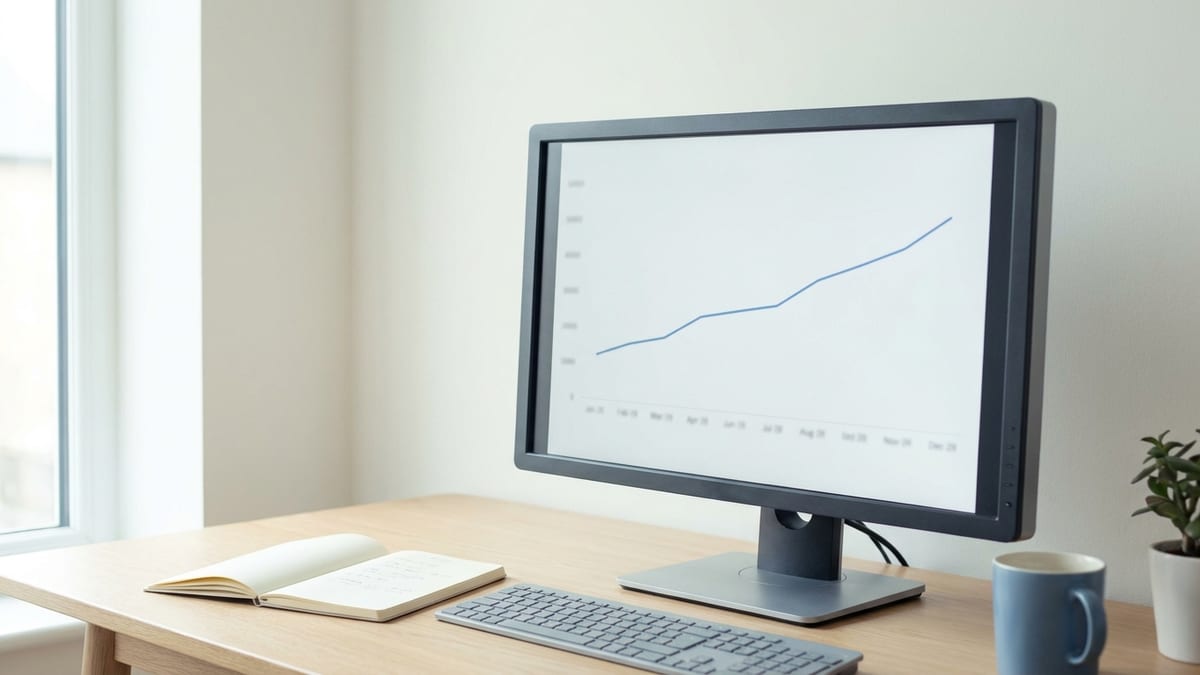 A long-term bond yield chart on a monitor in an ordinary office